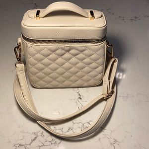 Cream quilted faux leather purse